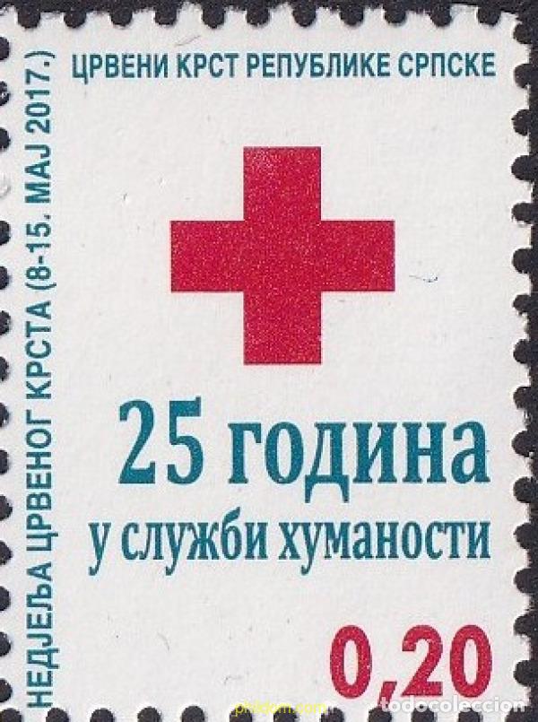 Sellos: 795493 MNH BOSNIA-HERZEGOVINA. Adm Serbia 2017 CRUZ ROJA. SEMANA DEL 8 AL 15 DE MAYO DE 2017