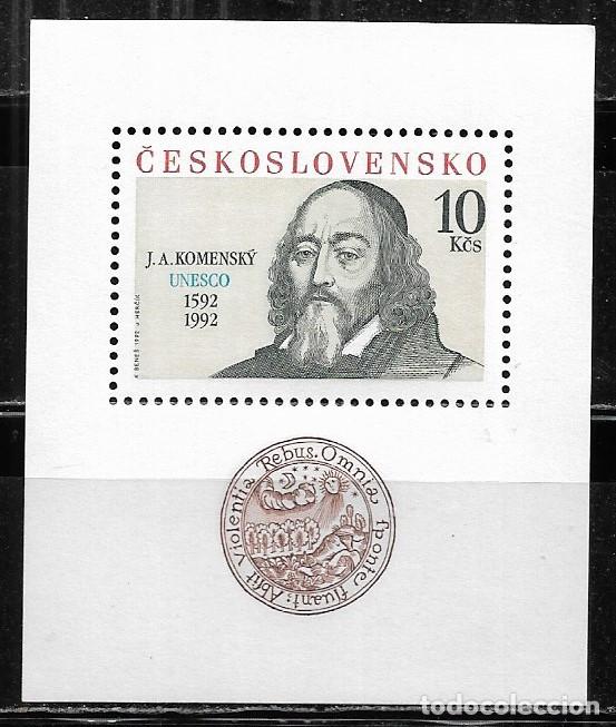 Sellos: CHECOSLOVAQUIA 1992, HOJA BLOQUE Ivert 89 -400&ordm; ANIVERSARIO NACIMIENTO DE JAN AMOS KOMENESKY. MNH.