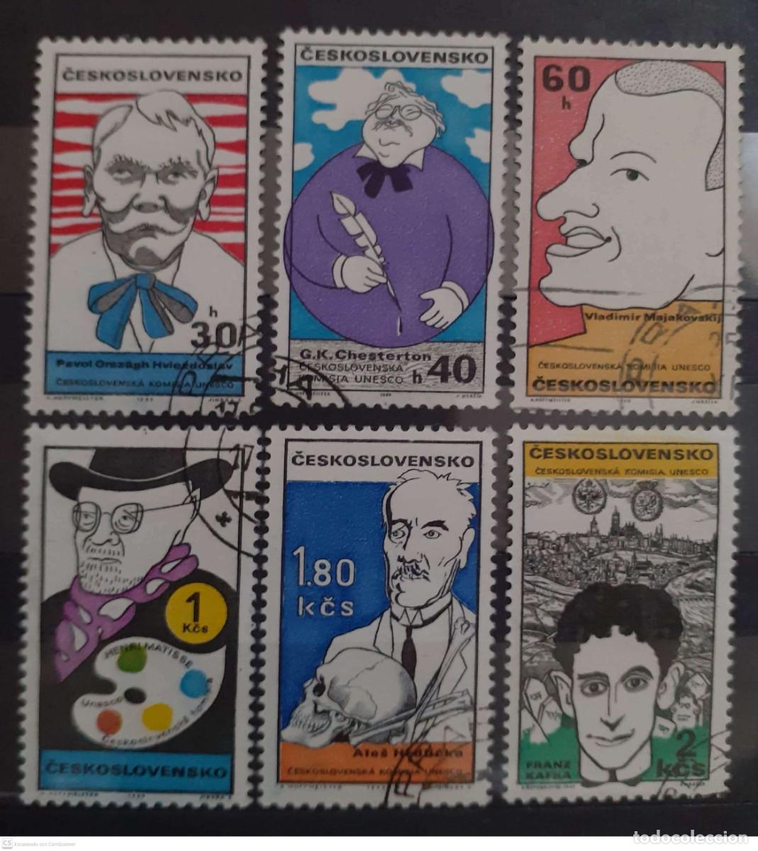 Sellos: CHECOSLOVAQUIA n&deg; 1725/30&deg; Retratos sat&iacute;ricos de personajes famosis II. Serie completa