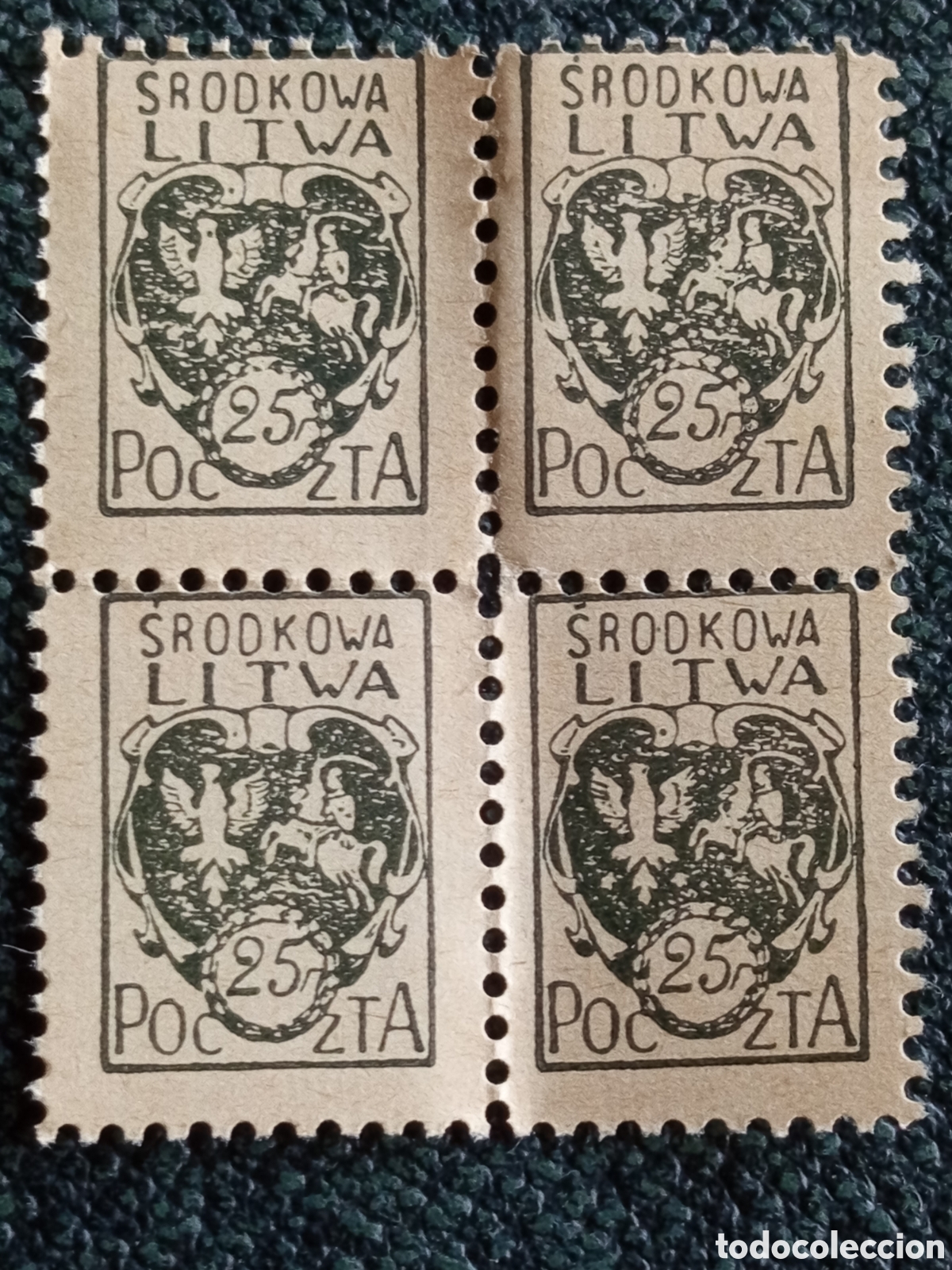 Sellos: Lituania Central 1920 Bloque de Cuatro Sellos 25f Litwa Srodkowa MH