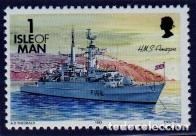 Sellos: Isla de Man. Fragata H.M.S. Armaz&oacute;n. 1996. YT-539. Nuevo