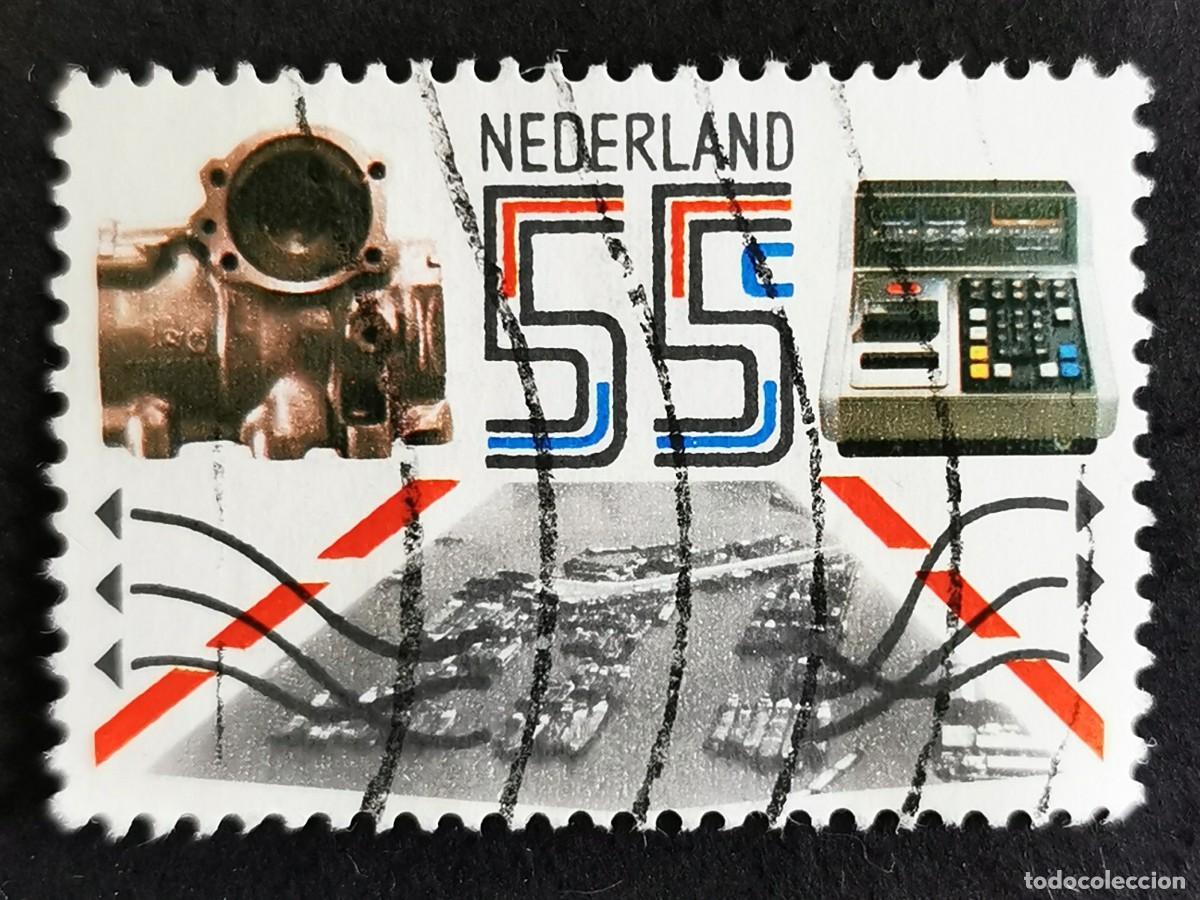 Sellos: Sello Pa&iacute;ses Bajos 1981, Puerto interior, componente hierro y m&aacute;quina pesaje, 55 c. Michel: NL 1190