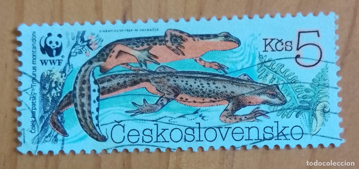 Sellos: CHECOSLOVAQUIA - V/F 5 KCS- WWF, FAUNA, REPTILES - VER DESCRIPCI&Oacute;N