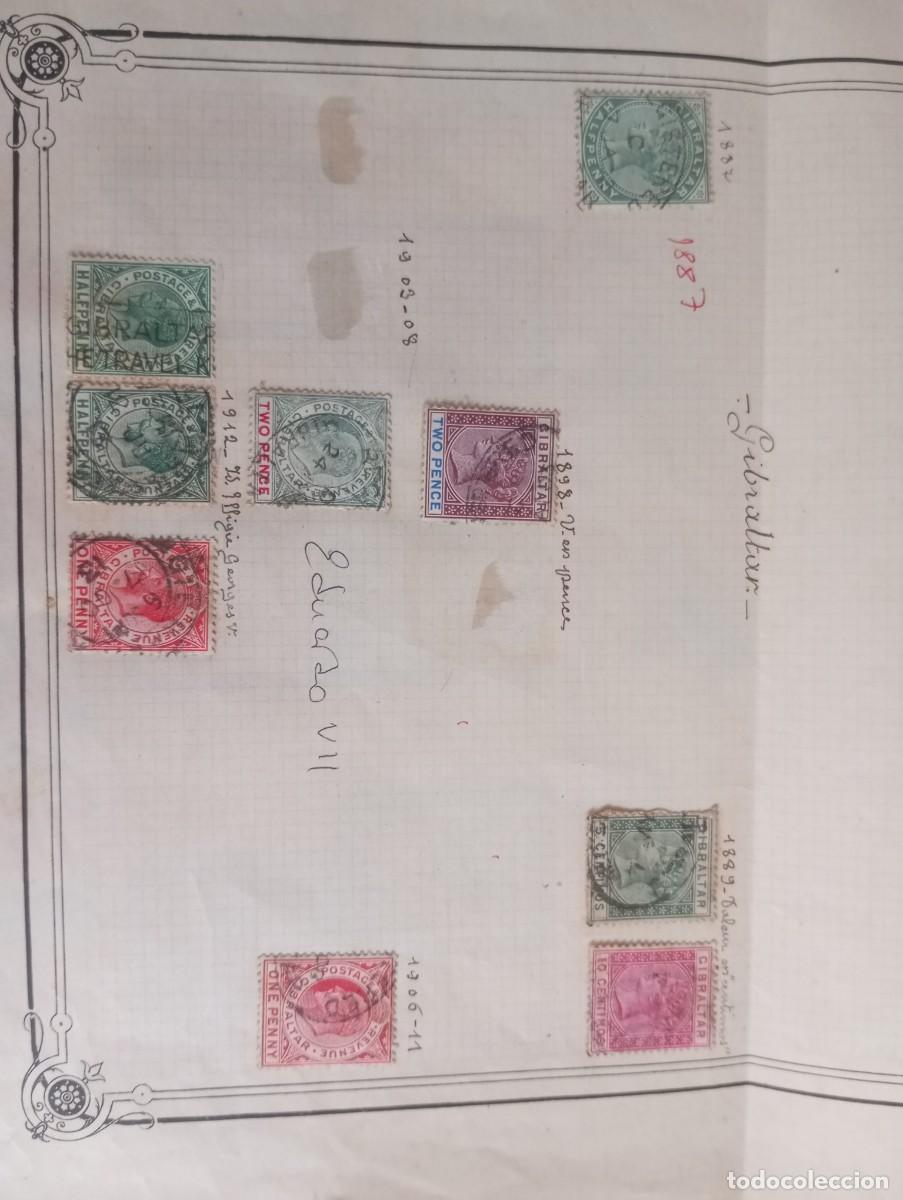 Sellos: GIBRALTAR, 1887/1912, HOJA DE &Aacute;LBUM, 9 SELLOS