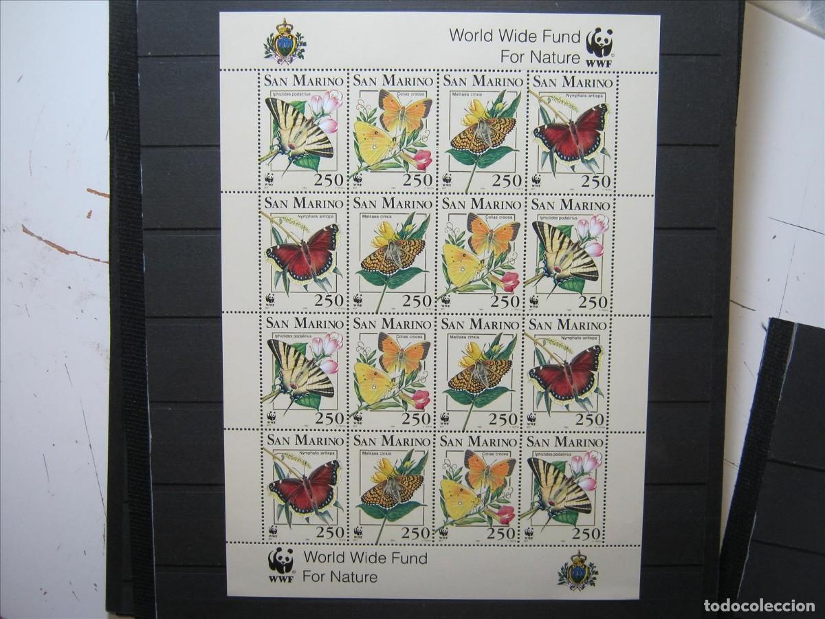 Selos: SAN MARINO 1993 MARIPOSAS HOJA BLOQUE YVERT 1328/1331 EN PLIEGO MNH** SIN CHARNELA LUJO.