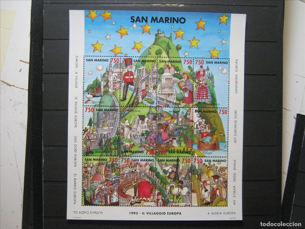 Selos: SAN MARINO 1993 EUROPA HOJA BLOQUE YVERT 1332/1343 MNH** SIN CHARNELA LUJO.