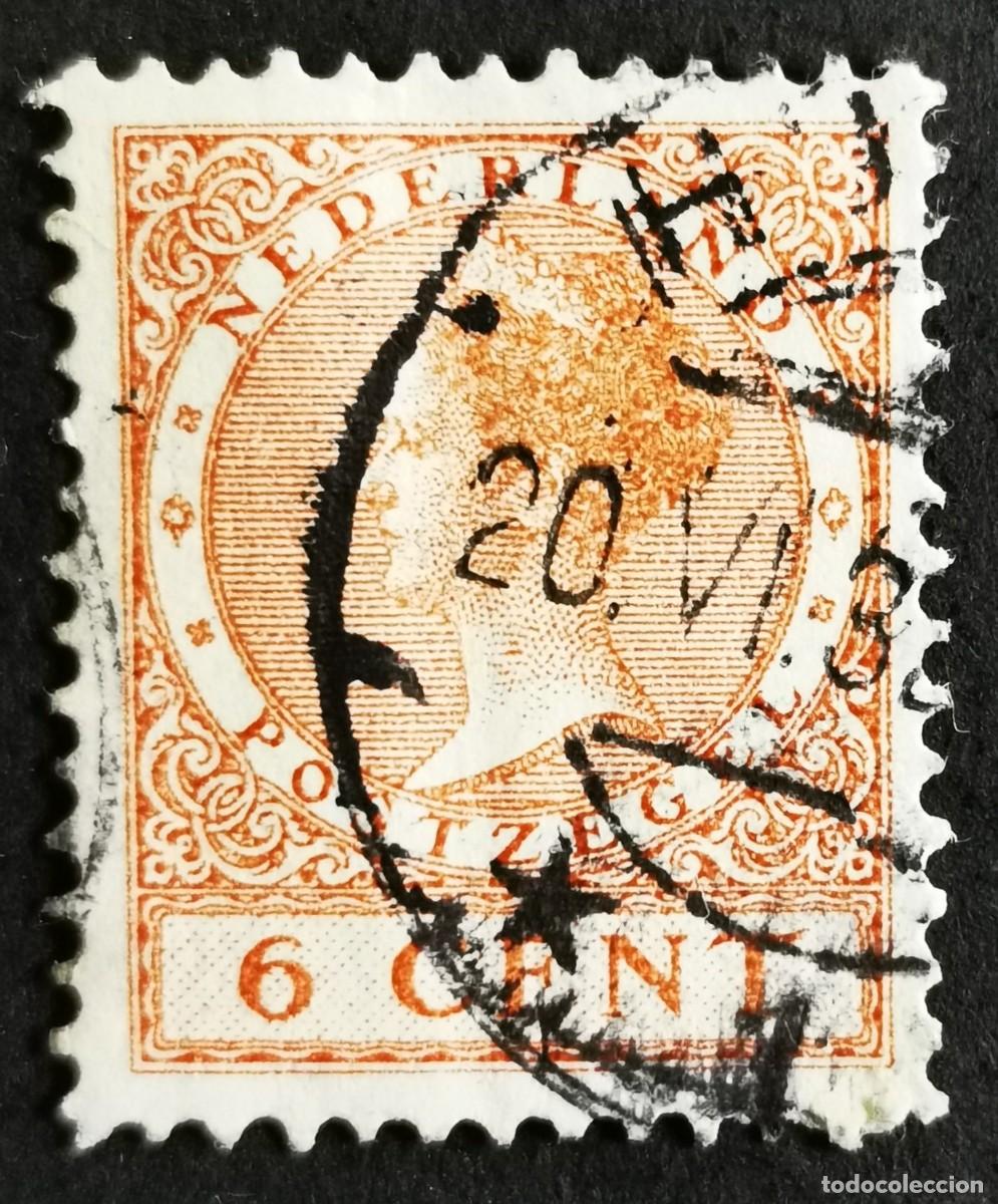 Sellos: Sello Pa&iacute;ses Bajos 1925, Reina Guillermina (1880-1962) - Sin marca de agua , 6 c . Michel: NL 152A