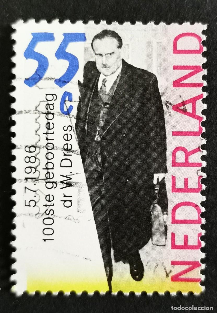 Sellos: Sello Pa&iacute;ses Bajos 1986, Centenario nacimiento Dr. W. Drees (1886-1988), 55 c. Michel: NL 1299