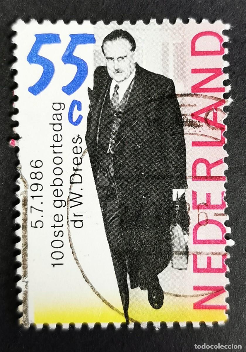 Sellos: Sello Pa&iacute;ses Bajos 1986, Centenario nacimiento Dr. W. Drees (1886-1988), 55 c. Michel: NL 1299