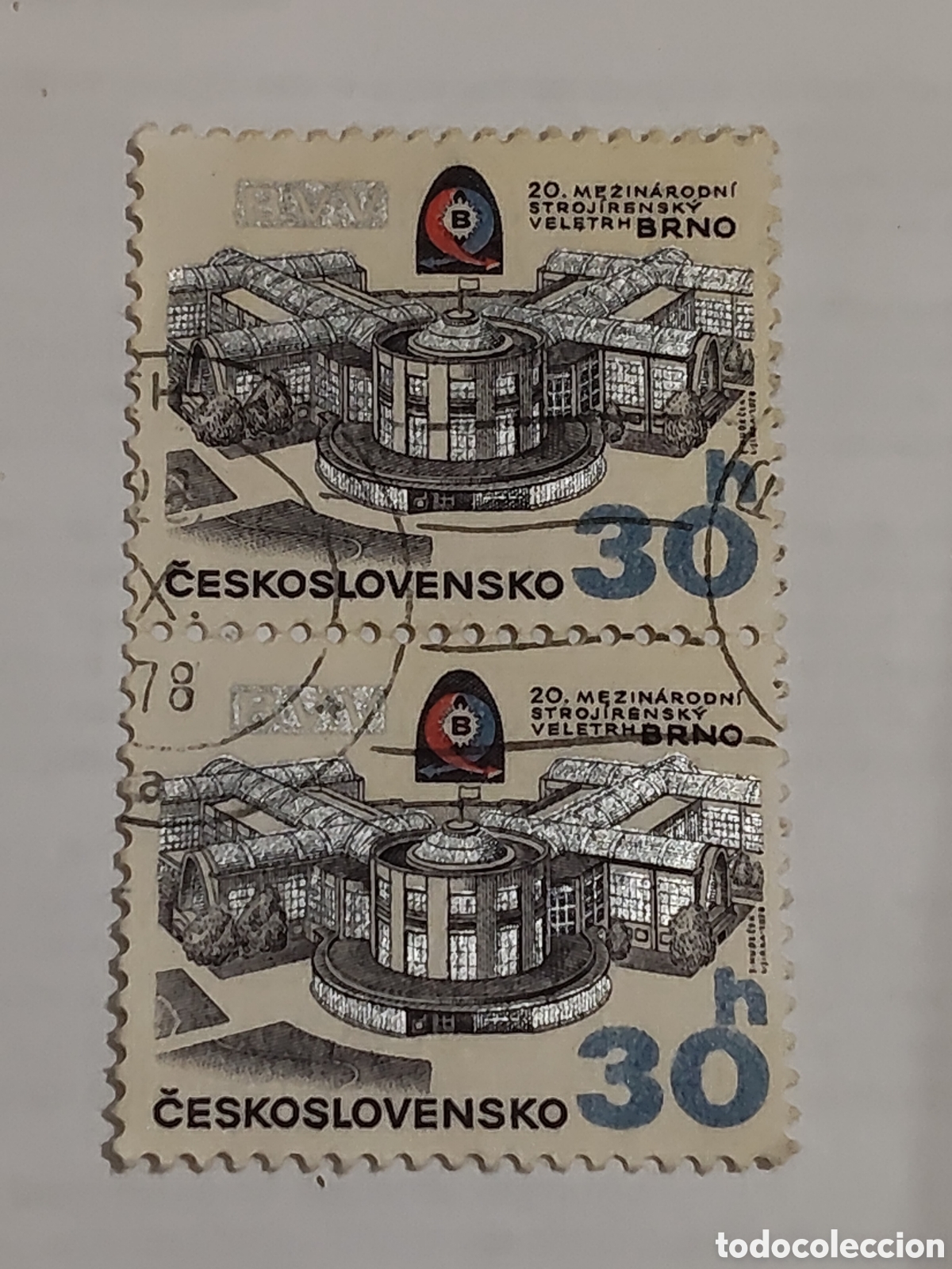 Sellos: Bloque de 2 sellos de Checoslovaquia 20 Feria internacional de ingenier&iacute;a de Brno 1978