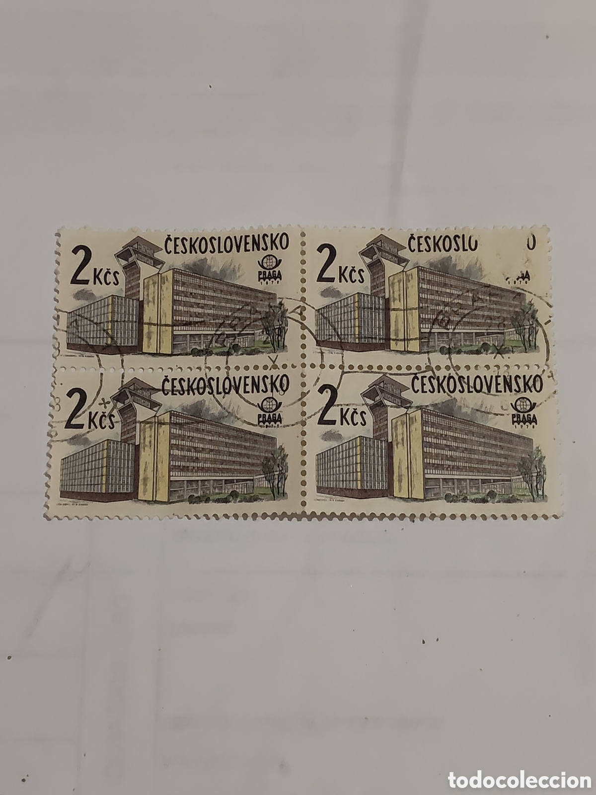 Sellos: Bloque de 4sellos de Checoslovaquia exposici&oacute;n filat&eacute;lica Praga 1978