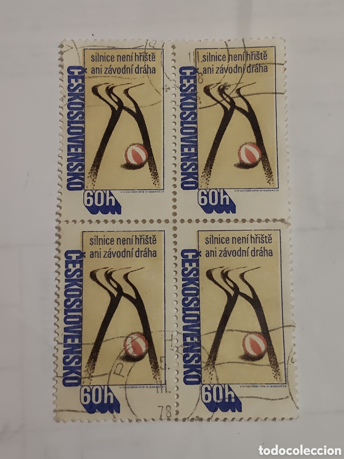Sellos: Bloque de 4 sellos de Checoslovaquia Seguridad Vial 1978