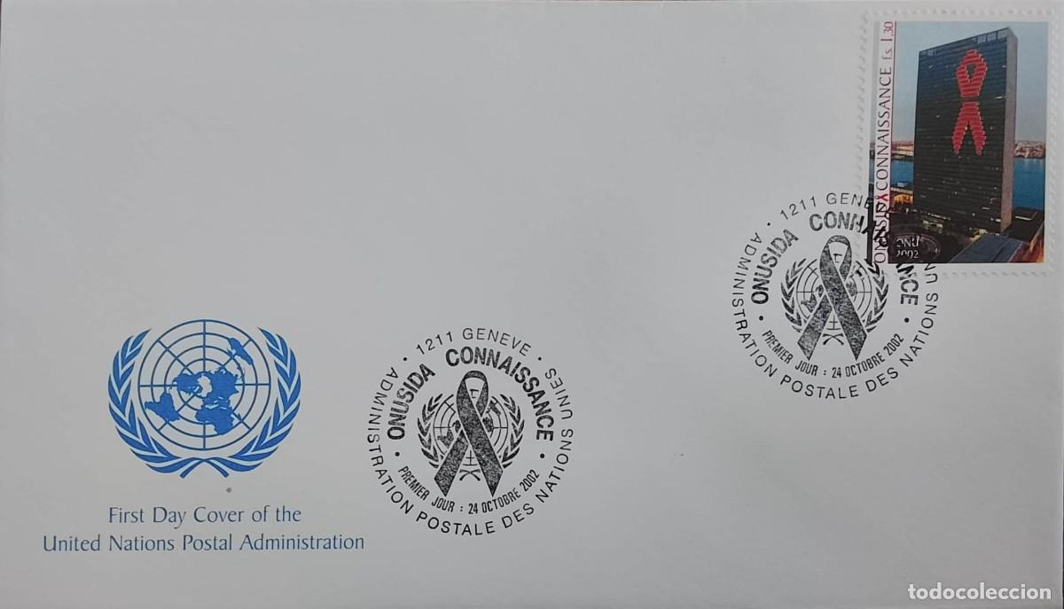 Sellos: TS) 2002 SWITZERLAND, FDC, UNITED NATIONS POSTAL ADMINISTRATION,WITH AIDS AWARENESS RAISING,XF.