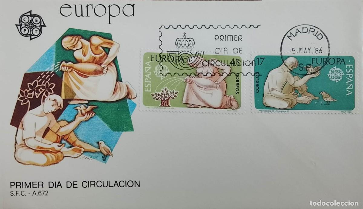 Sellos: TS) 1986 SPAIN, FDC,EUROPA ISSUE NATURE AND ENVIRONMENTAL PROTECTION,XF.