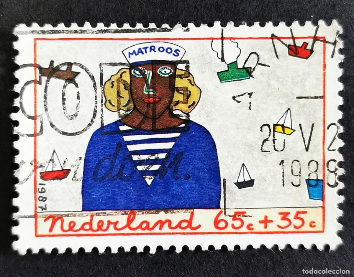 Sellos: Sello Pa&iacute;ses Bajos 1987, Ni&ntilde;o y profesi&oacute;n, marinero, 65+35 c. Michel: NL 1329