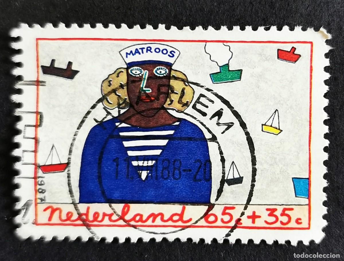 Sellos: Sello Pa&iacute;ses Bajos 1987, Ni&ntilde;o y profesi&oacute;n, marinero, 65+35 c. Michel: NL 1329