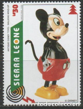 Sellos: SIERRA LEONA IVERT N&ordm; 2024, NAVIDAD 1995, JUGUETES: Mu&ntilde;eco de Mickey Mouse que camina, NUEVO ***