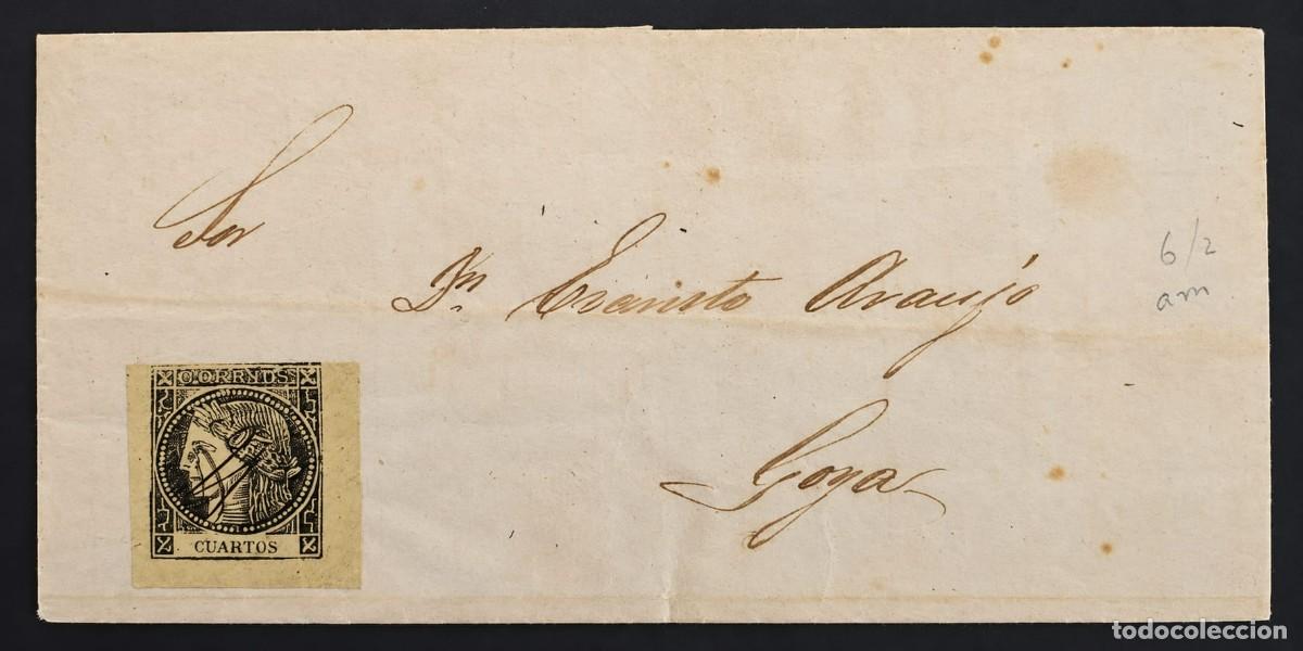 Sellos: MI) 1862 ARGENTINA,LETTER ADDRESSED TO GOYA, CERES ISSUE ON YELLOWISH OR GREENISH YELLOW PAPER, PEN