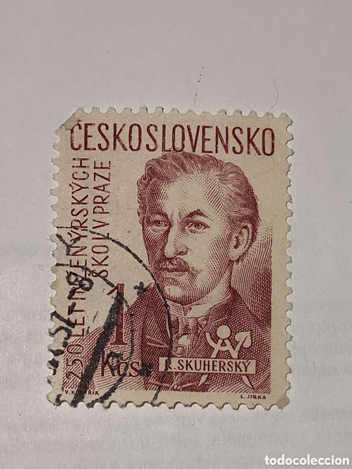 Sellos: Sello de Checoslovaquia 250 aniversario de las escuelas de ingenier&iacute;a en Praga Rudolf Skuhersky -