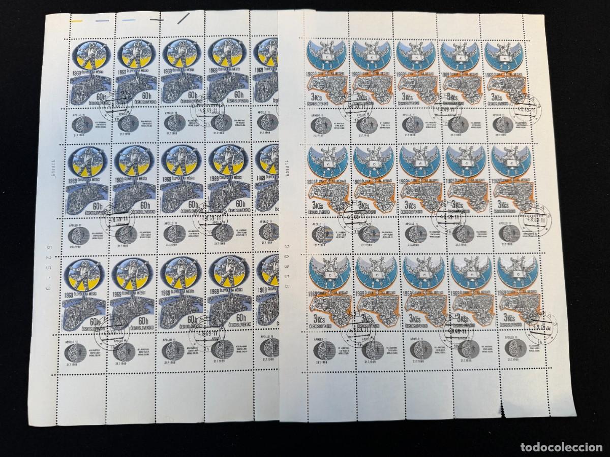 Timbres: 50 SELLOS DE CHESCOLOVAQUIA EN 2 HOJAS DE 25 CON MATASELLOS DE 1&ordm; DIA DEL 4/8/69