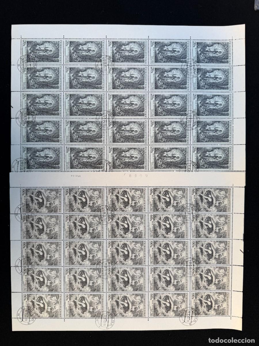 Timbres: 50 SELLOS DE CHESCOLOVAQUIA EN 2 HOJAS DE 25 CON MATASELLOS DE 1&ordm; DIA DEL 11/9/73