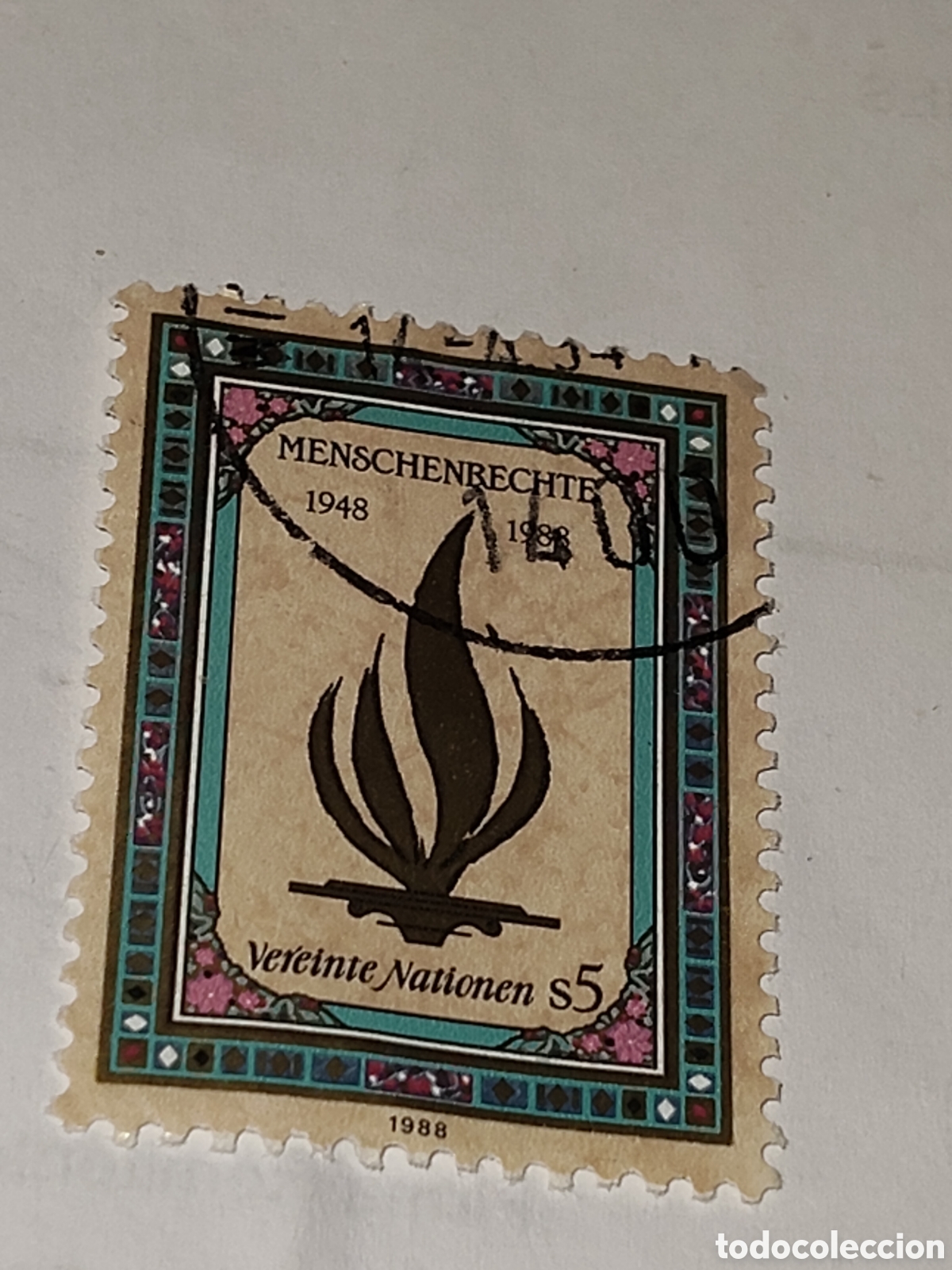 Timbres: Sello de las Naciones Unidas 40 aniversario de la declaraci&oacute;n de los derechos humanos 1988
