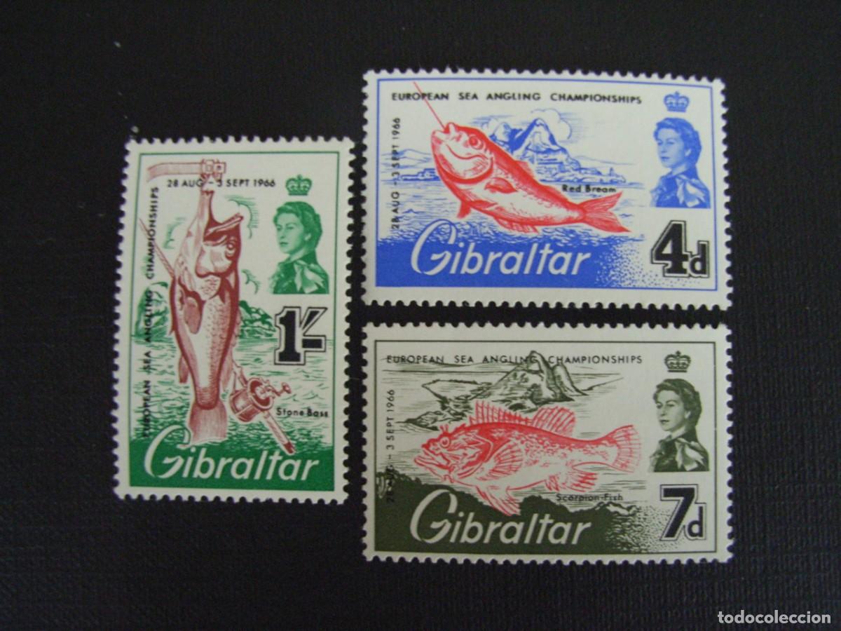 Sellos: GIBRALTAR N&ordm; YVERT 175/7*** A&Ntilde;O 1966. CAMP&Egrave;ONATO DE EUROPA DE PESCA