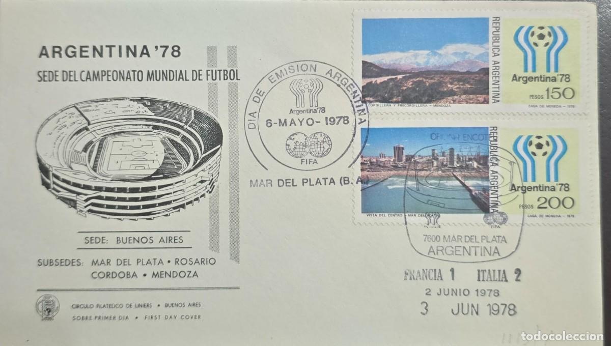 Sellos: KV)1978 ARGENTINA, ARGENTINA '78 FIFA WORLD CUP HOST FIRST DAY COVER HOST BUENOS AIRES WITH SUB-HOST