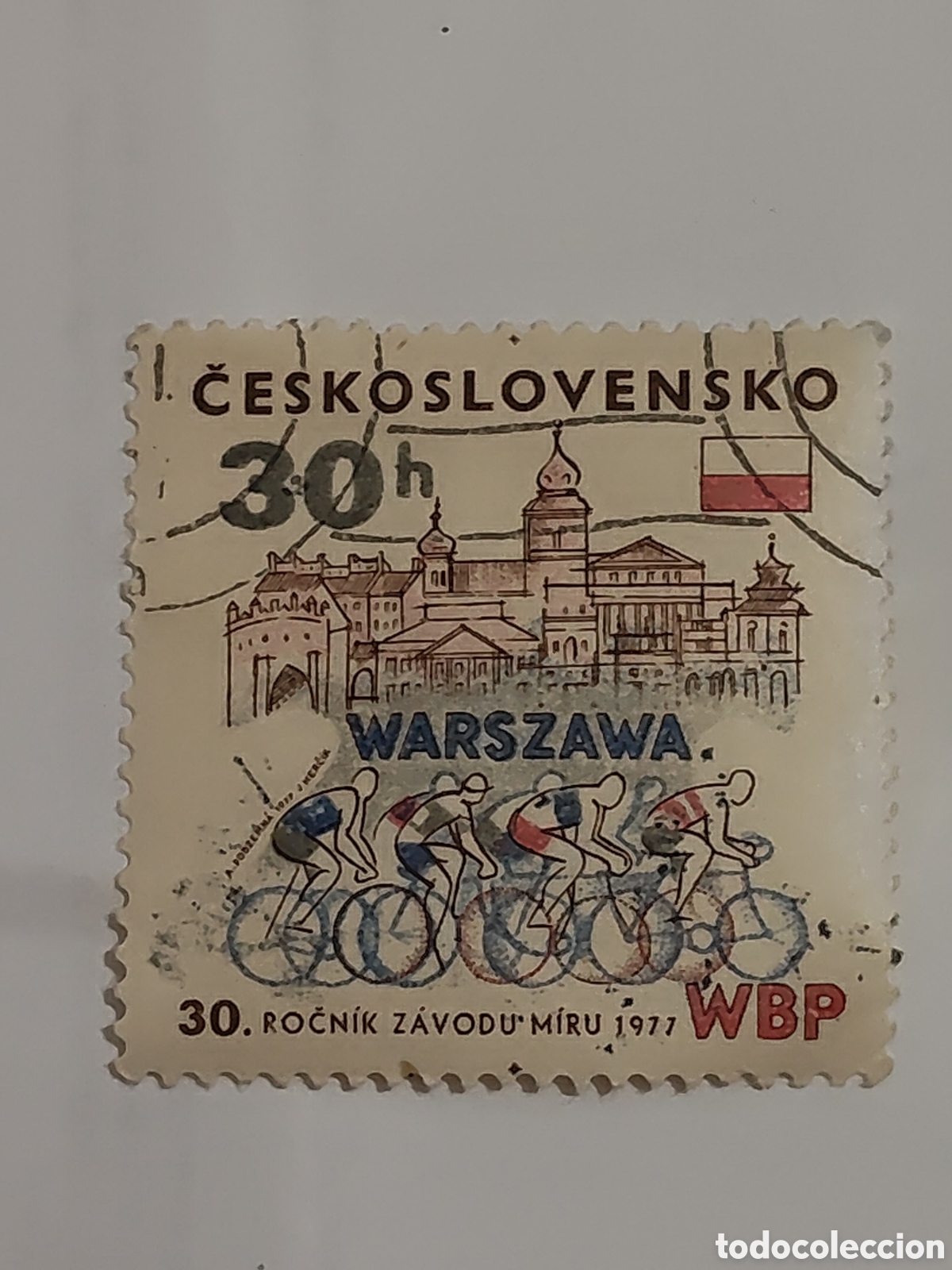 Timbres: Sello de Checoslovaquia 30 aniversario de la carrera de la paz Varsovia 1977