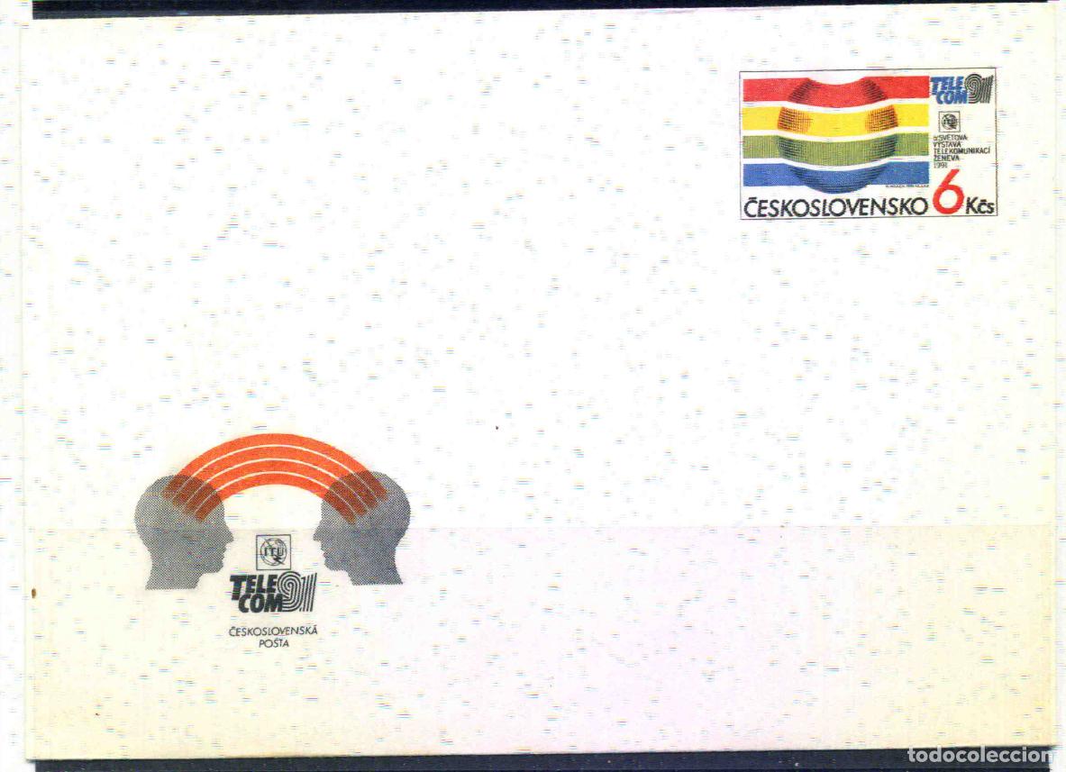 Selos: Checoslovaquia 1991 - sobre entero postal Exposici&oacute;n Mundial Telecomunicaciones