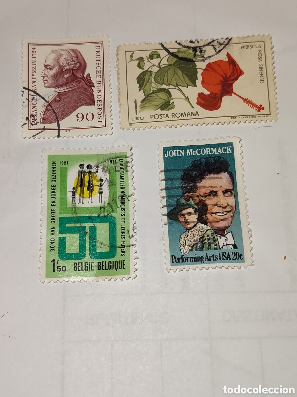 Timbres: 4 sellos de EEUU-Belgica-Alemania Federal y Rumania