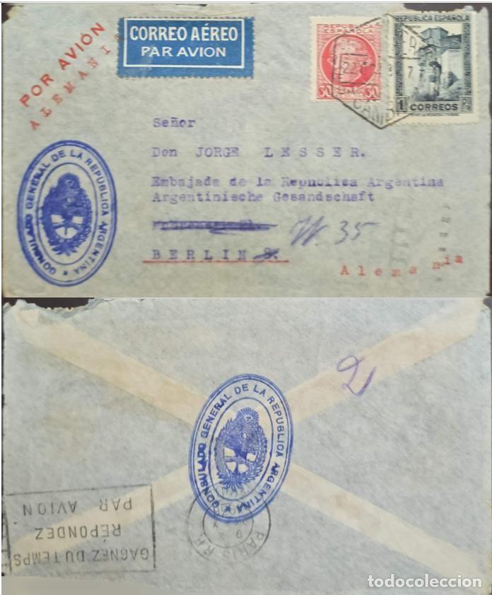 Timbres: TS.) 1936, SPAIN, HISTORIC AIRMAIL COVER FROM MADRID TO BERLIN BEARING TWO STAMPS: THE FIRST FEATURI