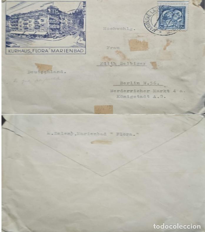 Francobolli: TS.) 1929, CZECHOSLOVAKIA: MARIENBAD TO BERLIN, COMMERCIAL/ADVERTISING HOTEL COVER (REGULAR USAGE) W