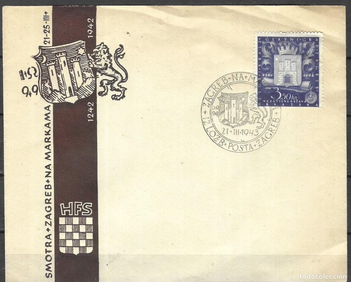 Timbres: Sobre Conmemorativo Croacia NDH 1943 - Exposici&oacute;n Filat&eacute;lica de Zagreb