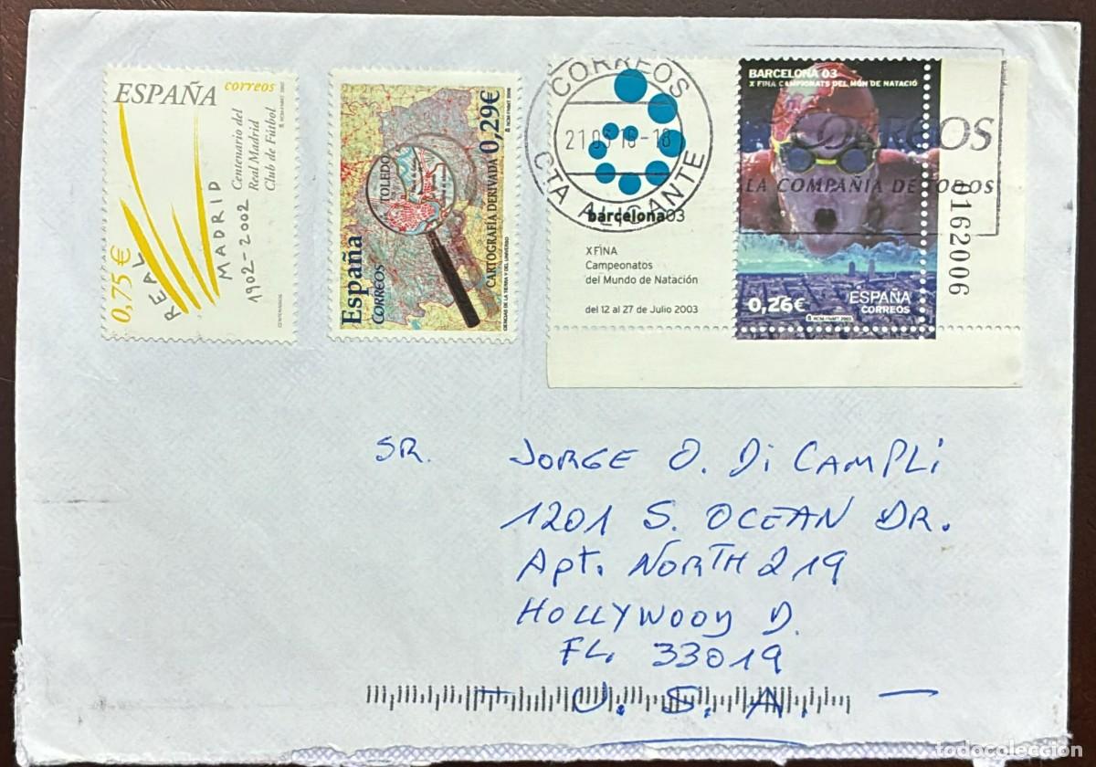 Timbres: MI) 2003 SPAIN, AIRMAIL, COVER SENT FROM ALICANTE TO HOLLYWOOD,EARTH AND UNIVERSE SCIENCES REAL MADR