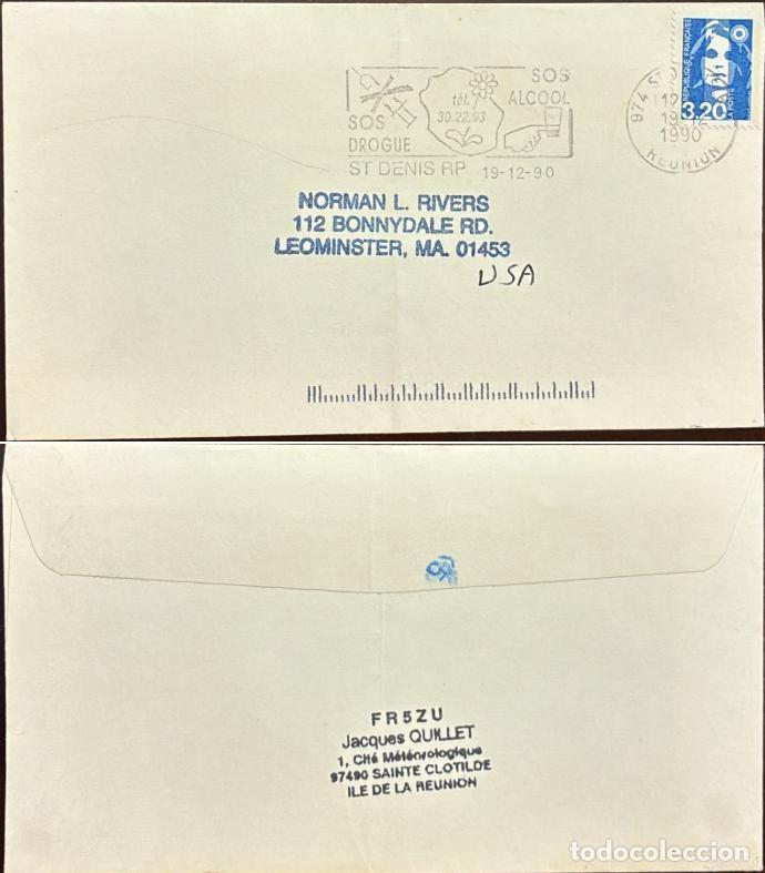 Timbres: MI) 1990 FRANCE, SLOGAN CANCELLATION, COVER SENT FROM REUNION ISLAND TO MASSACHUSETTS,WITH THE BICEN