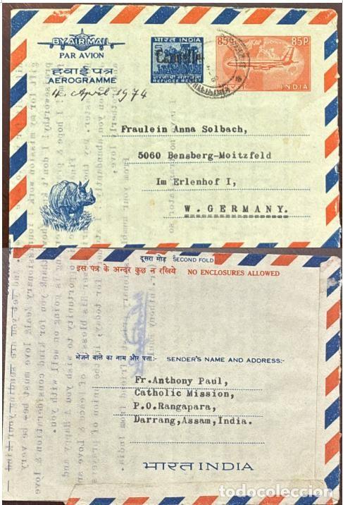 Timbres: MI) 1974 INDIA, AIRMAIL, COVER SENT FROM ASSAM TO BERGISCH GLADBACH,WITH MULTIPLE STAMPS,VF.