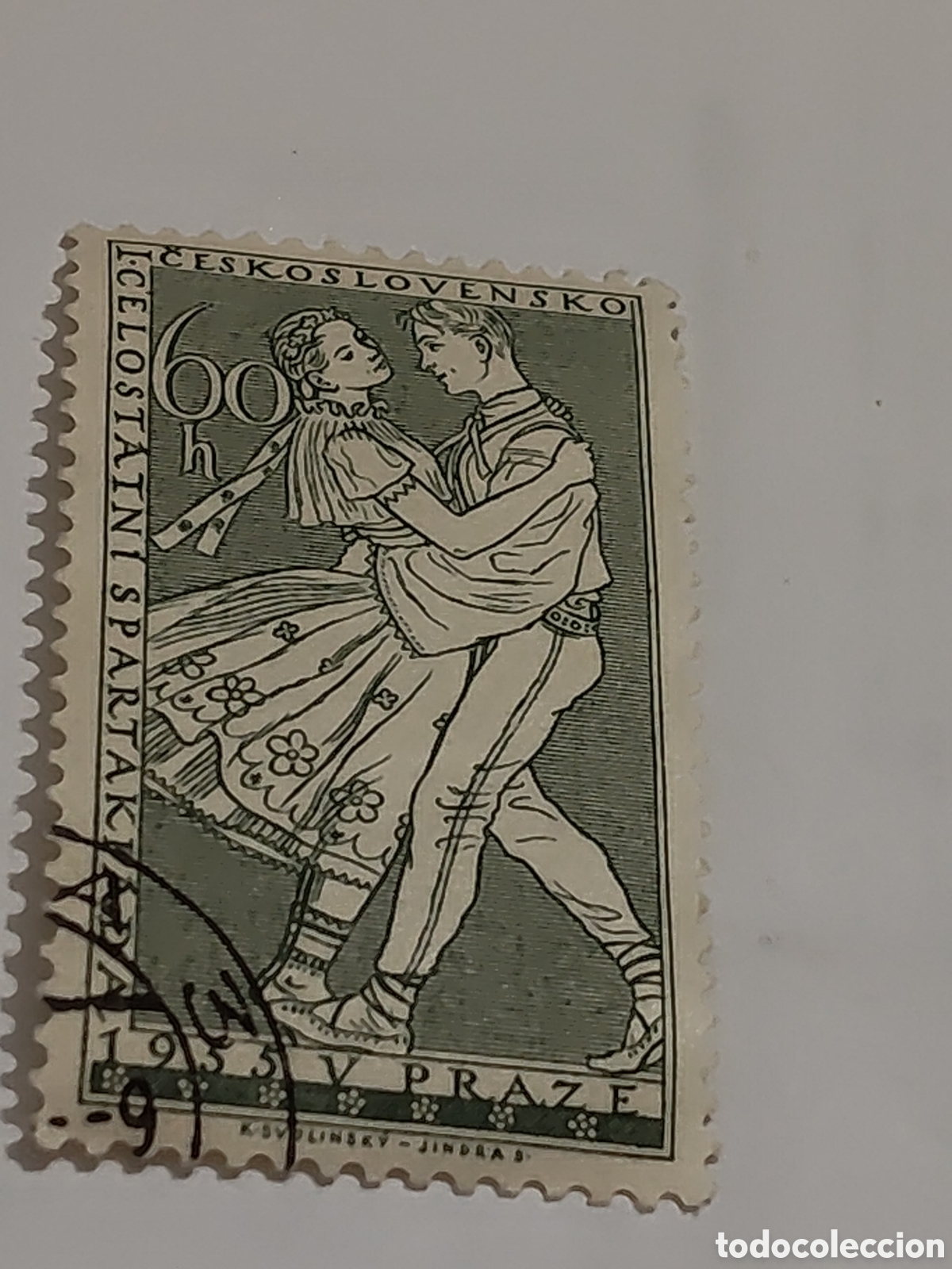 Timbres: Sello de Checoslovaquia Spartakiada juegos deportivos en Praga 1955