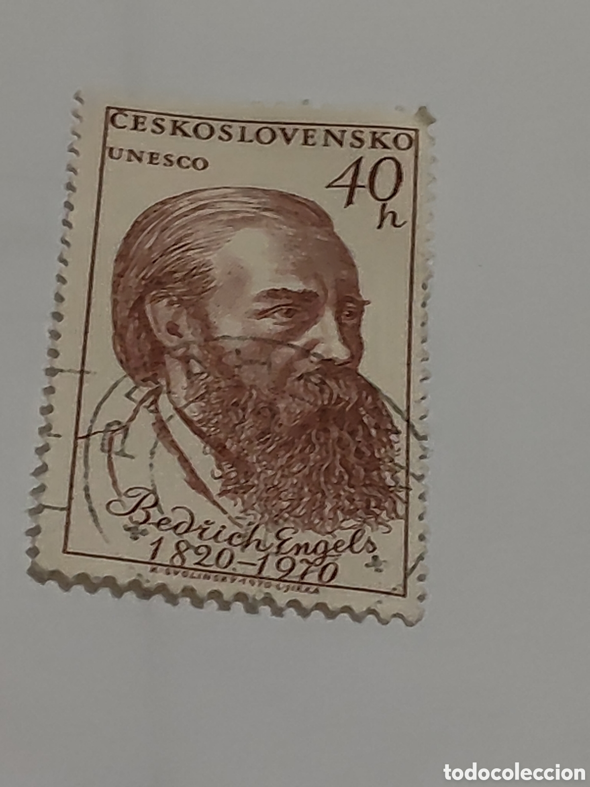 Sellos: Sello de Checoslovaquia 150 aniversario nacimiento Friederich Engels fil&oacute;sofo y revolucionario 1970
