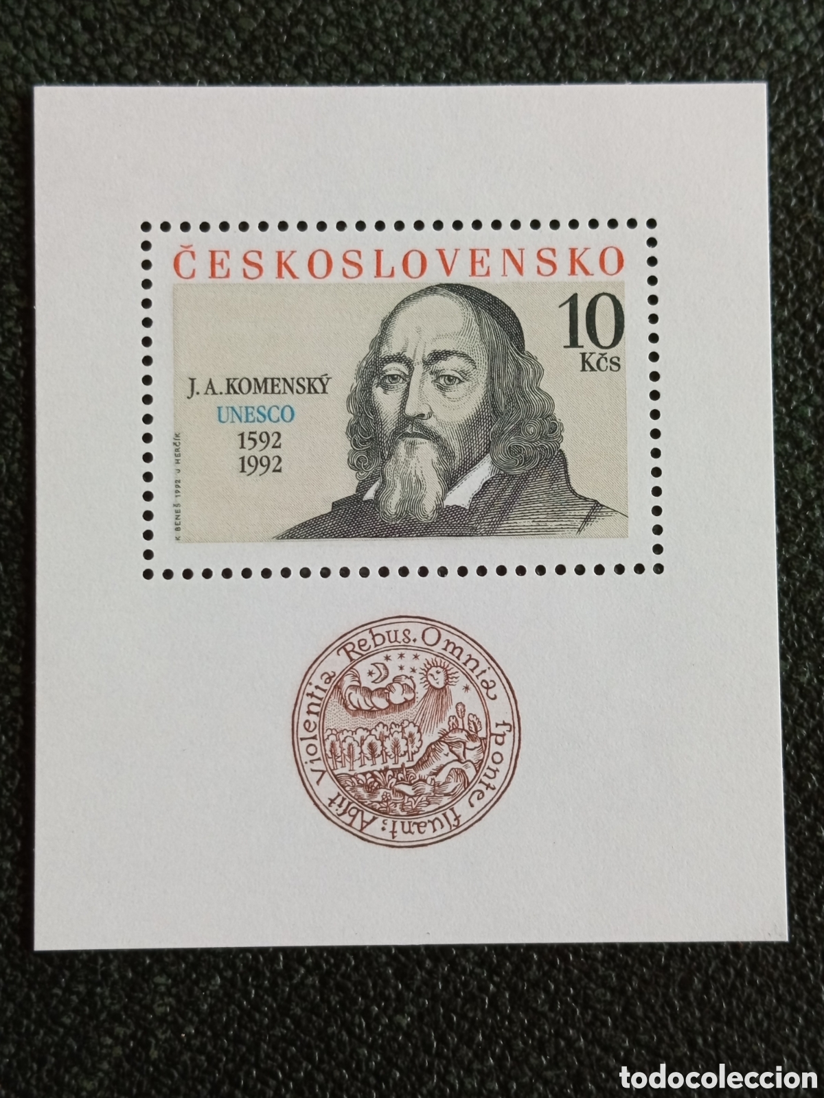 Briefmarken: Hoja Bloque Checoslovaquia 1992 400 Aniv Jan Amos Komensky Yvert BF 89 MNH