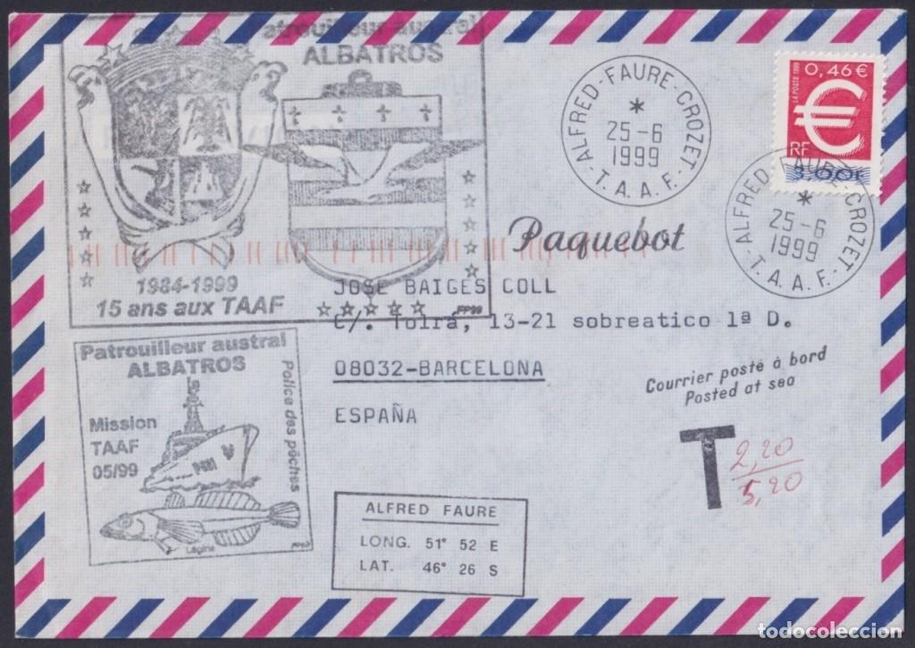 Selos: F-EX64217 TAAF FRANCE 1999 ALBATROS PATROL ANTARCTIC STATION PAQUEBOT POSTAGE DUE.