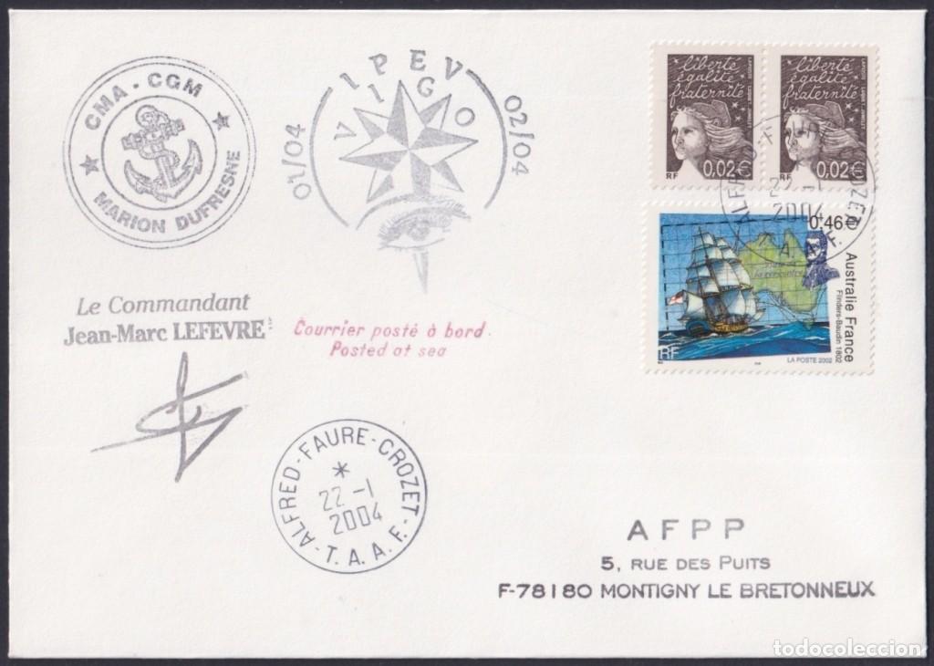 Sellos: F-EX64211 TAAF FRANCE 2004 MARION DUFRESNE PAQUEBOT ANTARCTIC STATION COVER.