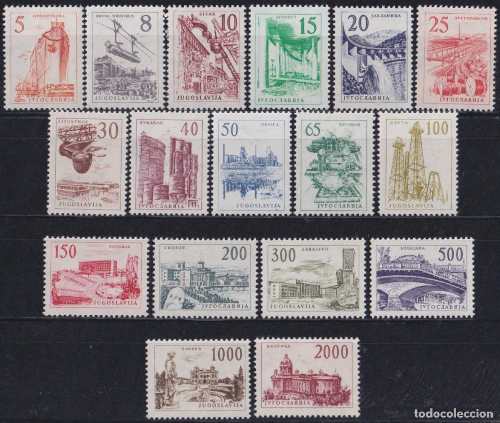 Timbres: F-EX63764 YUGOSLAVIA MH 1961-62 DEFINITIVE SET ARCHITECTURE RAILROAD DEVELOPMENT.