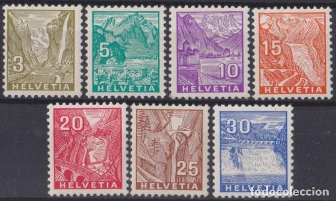 Timbres: F-EX64022 SWITZERLAND 1934 MLH DEFINITIVE SET ENGRAVING MOUNTAIN LANDSCAPE.