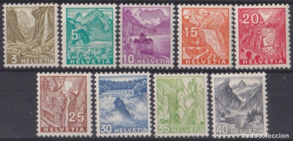 Timbres: F-EX64021 SWITZERLAND 1936 MLH DEFINITIVE SET ENGRAVING MOUNTAIN LANDSCAPE.