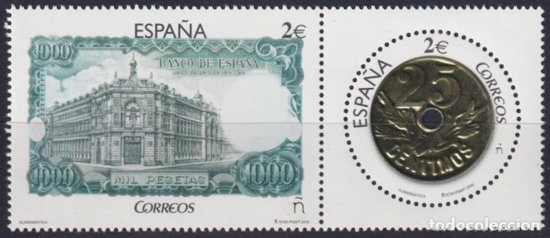 Timbres: F-EX63902 ESPA&Ntilde;A SPAIN MNH 2016 NUMISMATICS GOLDEN EMBOSSED COIN & BANKNOTE.
