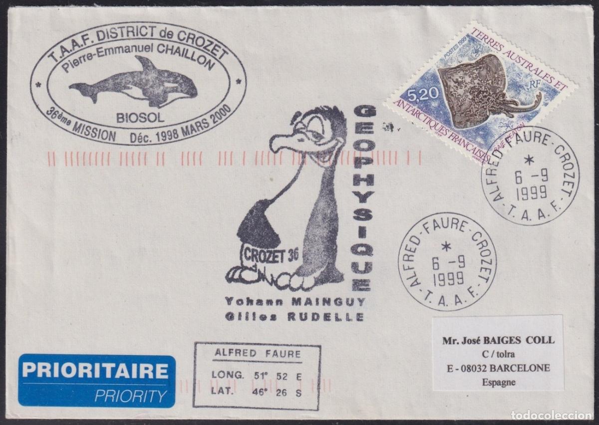 Stamps: F-EX63695 TAAF FRANCE POLAR ANTARCTIC 1997 ALFRED FAURE STATION CANCEL.