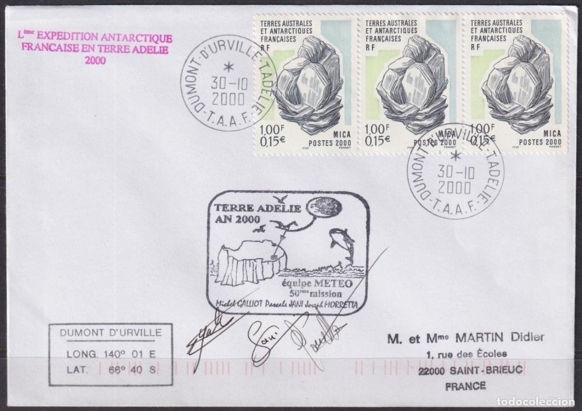 Stamps: F-EX63658 TAAF FRANCE POLAR ANTARCTIC 2000 DUMONT D&acute;URVILLE STATION 50 EXPEDITION ADELAIDE LAND.