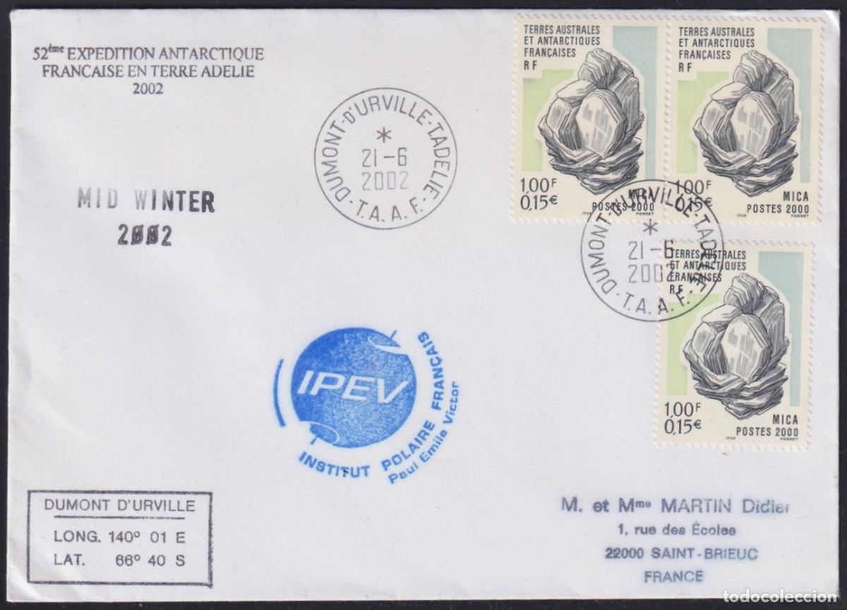 Selos: F-EX64620 TAAF FRANCE POLAR ANTARCTIC 2002 DUMONT D&acute;URVILLE STATION 52 EXPEDITION.