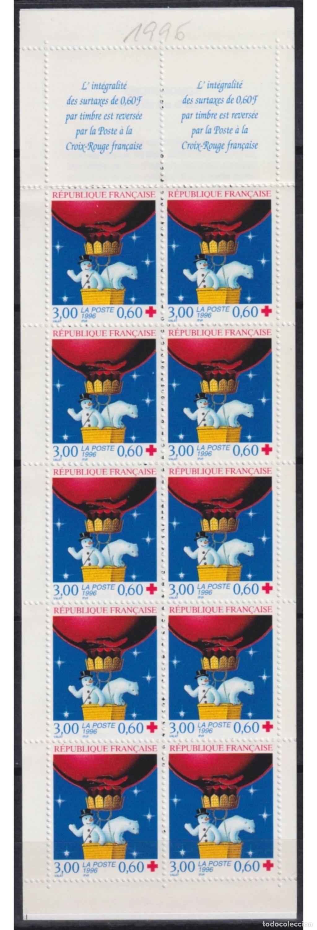 Stamps: F-EX64353 FRANCE MNH 1996 RED CROSS CARNET BOOKLED NOT FOLDED SNOW.